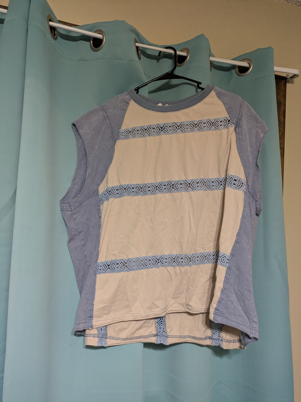 Casual Blue and Cream Women's Top